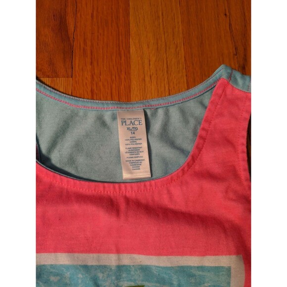 Childrens Place Tank Girls XL Pink Oh Snap Westie Flower Crown Selfie Tank 14 - Picture 2 of 2